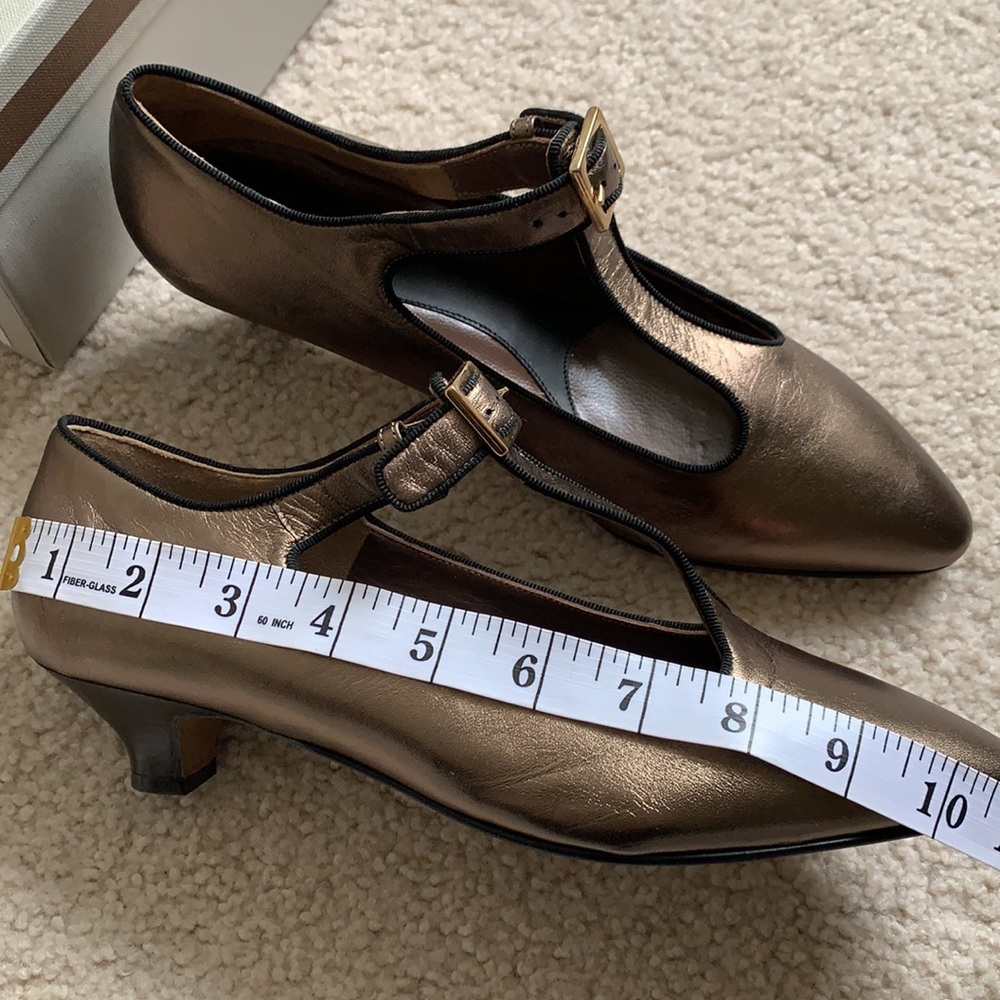 MARNI “Dorsey” T-strap kitten heel metallic leather shoes - Picture 11 of 11